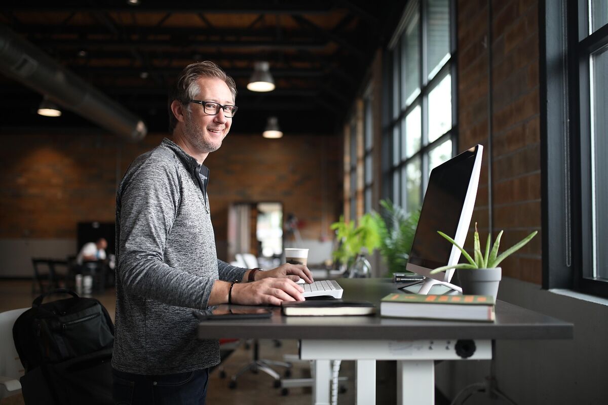 Team member working in a modern law office